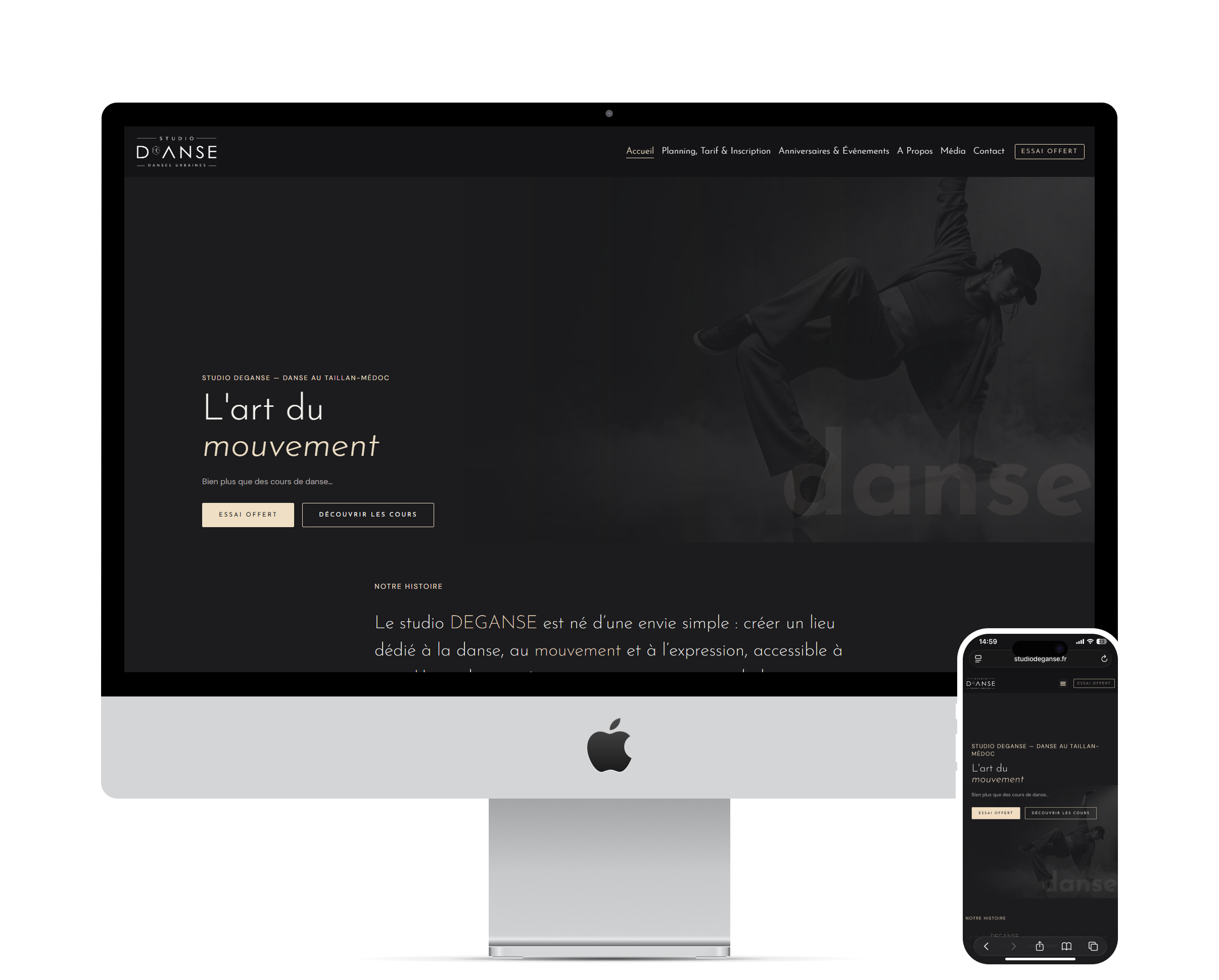 Site Studio DEGANSE sur ordinateur et mobile