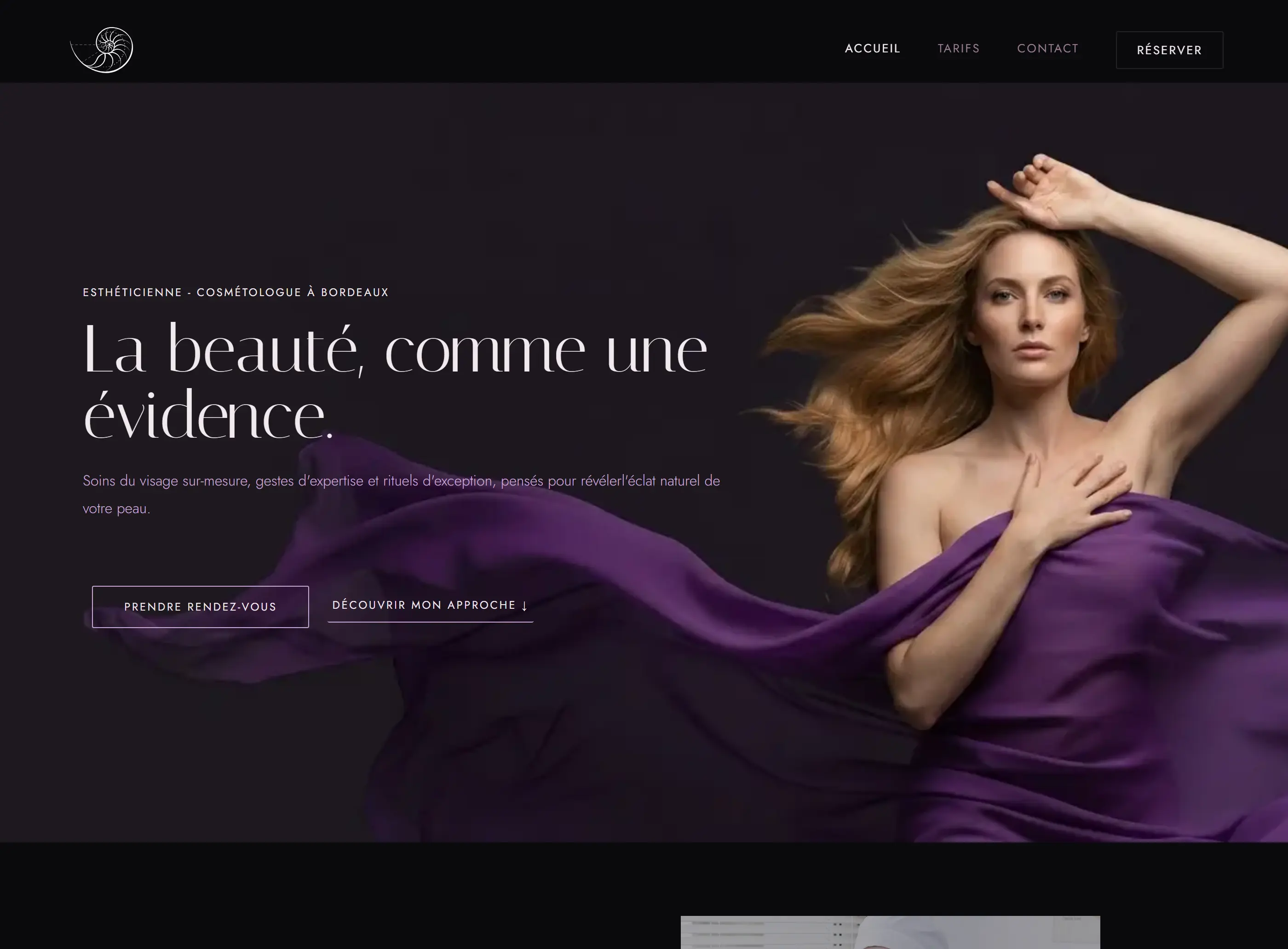 Page d'accueil du site Estheticos à Gradignan
